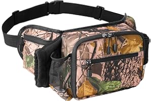 RunNico Hunting Camo Fanny Pack, Waterproof Camouflage Waist Pack Bags with Handwarmer and Adjustable Belt, Lightweight Hunting Waist Pouch Bag for Winter Outdoor Hiking Climbing Fishing Accessories