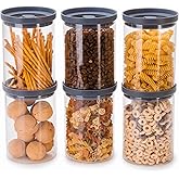 The Hazel Pantry Glass Canisters with Airtight Lids, BPA-Free Borosilicate Glass Jars with Airtight Lid, Kitchen Canister Set for Pantry Storage, Food Storage, Set of 6 (28 oz)
