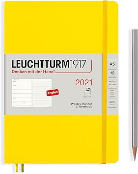 Leuchtturm1917 Wochenkalender Notizbuch 2021 Softcover Medium A5 12 Monate Zitrone Englisch Amazon De Burobedarf Schreibwaren