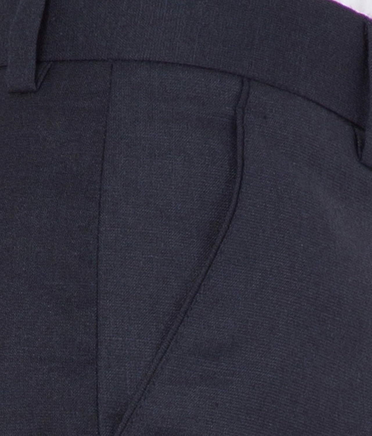 american-elm women's blue solid cotton stretchable office wear trouser