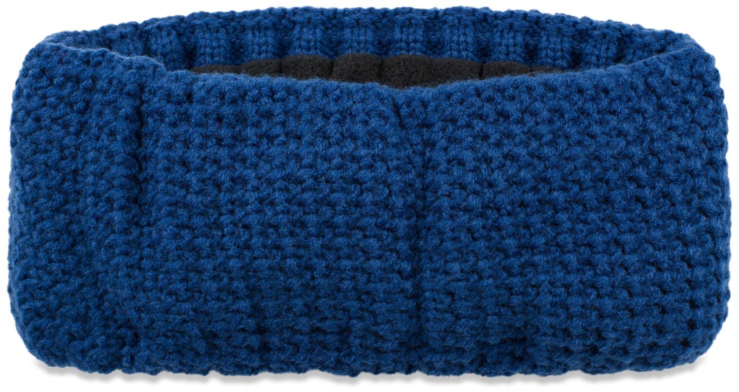 styleBREAKER Women Headband in fine crochet look plain, Thermo Fleece lining, Uni Winter Headband 04026051, color:Indigo Blue