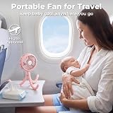 Amacool Pram Fan Battery Operated Stroller Fan 3 Speeds Pink view 7