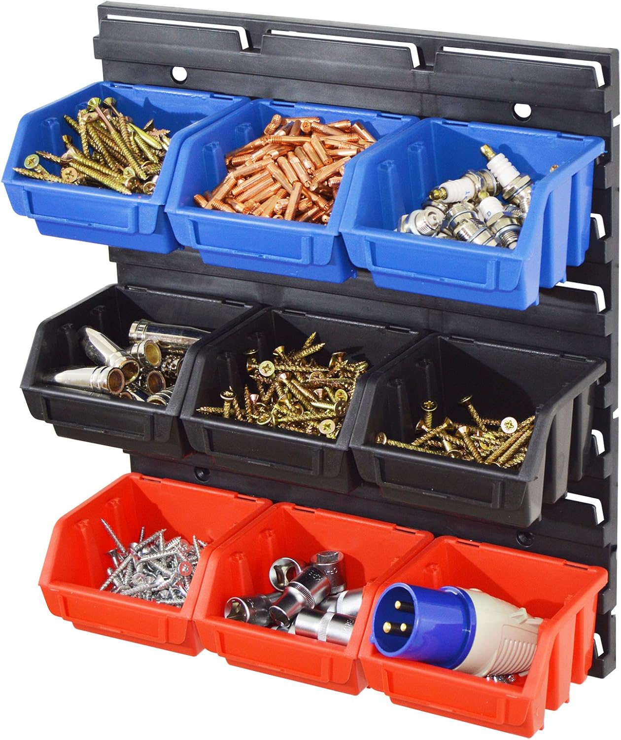 Wolf Wall Mount Storage Bins & Panel Rack Set 10 Piece Garage Warehouse