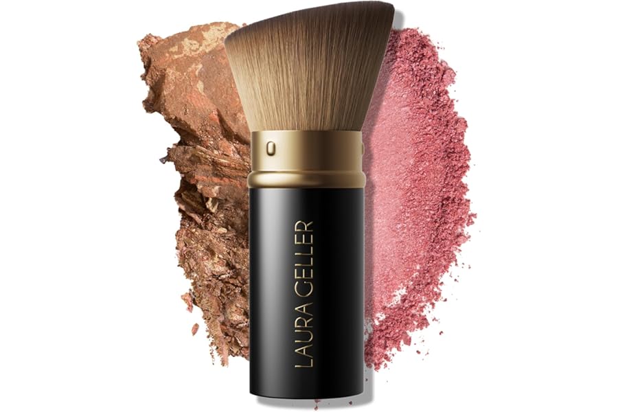 LAURA GELLER NEW YORK Retractable Black Kabuki Brush for Liquid, Cream and Powder Face Makeup With Aluminum Handle