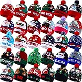 Suhine Lighted Christmas Hats Bulk Light up Christmas Beanies for Adults LED Colorful Winter Xmas Knit Caps with Lights