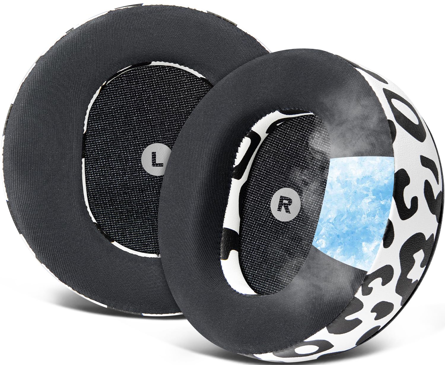 SOULWIT Cooling Gel Replacement Earpads for Audeze Maxwell (Do Not Fit Maxwell 2) Headphone, Ear Pads Cushions with Breathable Ice Silk Fabric, High-Density Noise Cancelling Foam - Snow Leopard