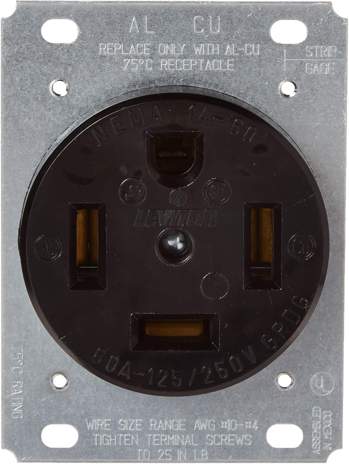 Electrical Outlets Receptacles Eagle 9460 60 Amp 125 250v 3p 4w Grounding Nema 14 60 Flush Mount Receptacle Business Industrial
