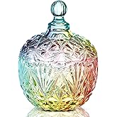 DoubleFill 26 oz Large Glass Candy Dish with Lids Crystal Candy Jar with Lid Halloween Decorative Covered Glass Jar Jewelry Box Wedding Buffet Biscuit Containers for Snacks(Colorful,Classic)