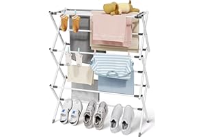 Sakugi 3 Tier Clothes Drying Rack, Foldable Clothes Drying Rack with Non-Slip Feet, Portable Laundry Drying Rack for Clothing