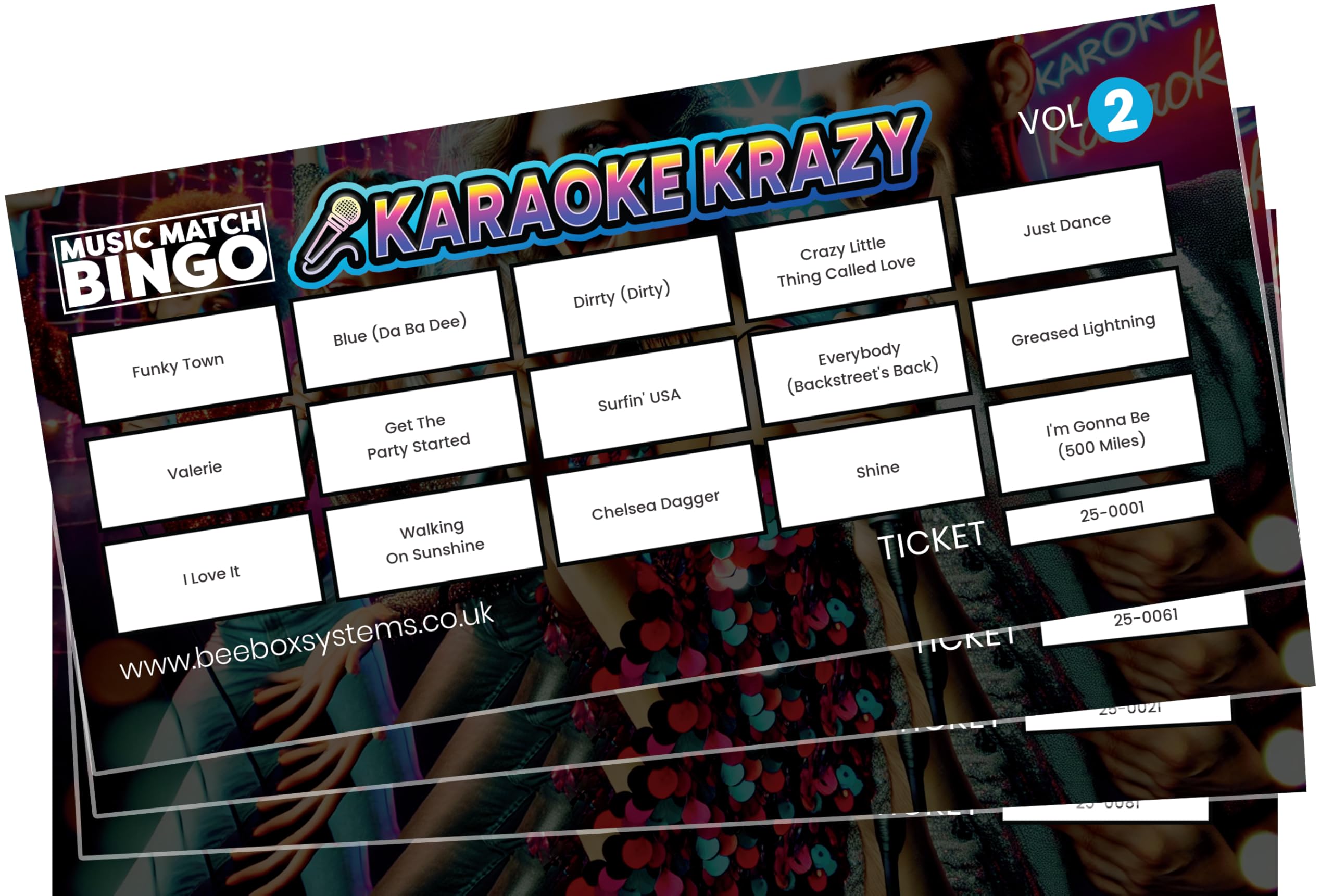 BeeBox Music Match Bingo Game Tickets, 120 Tickets Per Pack (Karaoke Krazy (Vol 2)) โ image 1