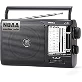 NOAA Weather AM FM Portable Radio with Best Reception, Transistor Radio, 3 X D Battery Operated Radios or AC Power for Household & Outdoor, Plug in Wall by PRUNUS