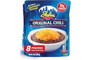 Skyline Chili Original Cincinnati-Style Chili - Authentic Recipe in Microwavable Pouches - Ideal for Cheese Coneys, Hot Dogs, & Spaghetti - Classic Flavor, Easy Meal Prep - 14 oz Each, Pack of 8
