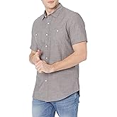 Amazon Essentials Men's Regular-Fit, Short-Sleeve Button-Down Chambray Shirt
