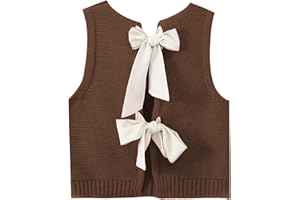 Lianlive Sweater Vest Top for Women Casual Crop Knit Cardigan Vest Bow Tie Back Knit Tank Tops