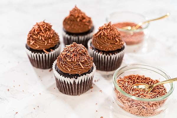 BAKERPAN ROSE GOLD SPRINKLES EDIBLE FOR CUPCAKES, ROSE GOLD JIMMIES SPRINKLES FOR CAKE DECORATING – 4.3 OUNCES (MADE IN USA)
