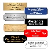 Personalized Name Plates, Engrave Plaque, Acrylic with Brushed Brass - Silver - Copper - Black - White - Red - Blue Finish, Trophy Plates Engraved, Custom Plate with Adhesive Backing