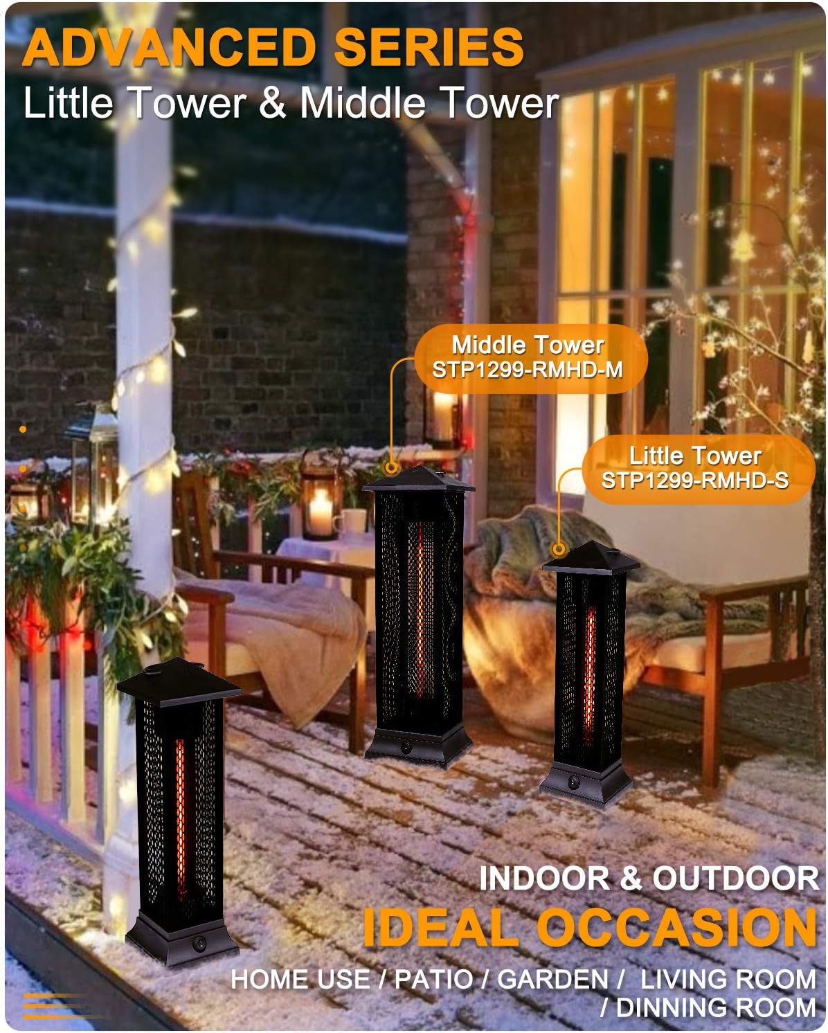 Star Patio Electric Patio Heater, Outdoor Heater, 1200W Freestanding Infrared Heater with Matte Black Finished, Tip-Over Protection, IP55 Outdoor Patio Heaters, STP1299-RMHD-S New: Kitchen & Dining