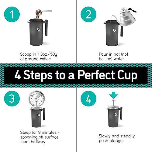 Coffee Gator French Press Coffee Maker 34oz, Double Insulated