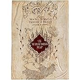 WARNER BROS. Harry Potter Marauders Map Throw Blanket - Measures 50 x 70 inches - Fade Resistant Super Soft Fleece Bedding (Official Harry Potter Product)
