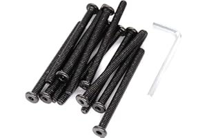 binifiMux 12pcs 1/4-20 x 2-1/2 Inch Black Hex Socket Cap Screws Bolts for Furniture Chair Table Desk Crib Bed, Full Thread
