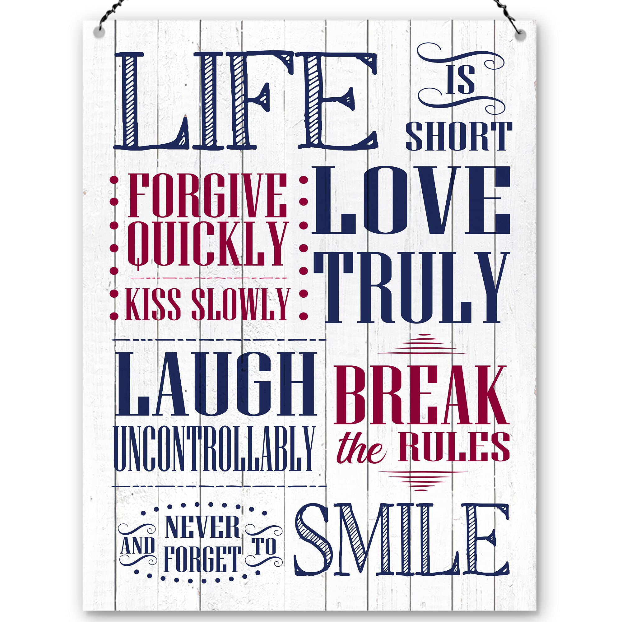 Dorothy Spring Life Is Short Love Truly Forgive Quickly Kiss Slowly Laugh Uncontrollably Break The Rules And Never Forget To Smile Inspirational Friendship Plaque Metal Sign Gift Size 15x20cm