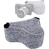 JJC Grey Ultra Light Neoprene Camera Case for Sony a6600 a6500 a6400 a6300 a6100 a6000 a5100 +18-55mm/E 50mm F1.8 Lens, Pouch Bag for Fuji X-T30 X-T20 X-T10 +16-50mm, Canon PowerShot SX530 SX540 G3X