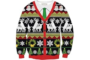 Mainfini Unisex Funny Sweatshirt 3D Graphic Long Sleeve Christmas Animal Pullover (S-3XL)