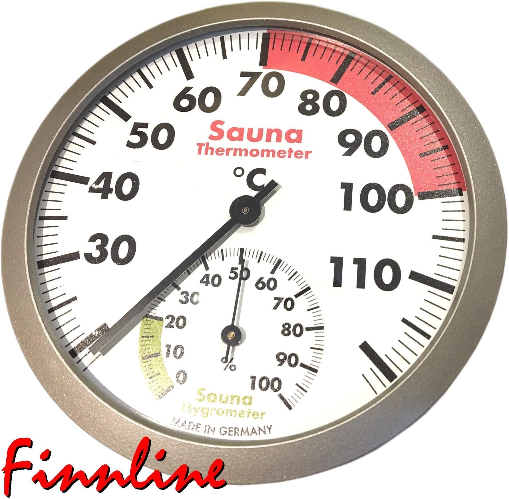 Finnline 'Finn Line Classic I Beautiful Combined Thermometer and Hygrometer for Sauna Hygrometer I Diameter 12 cm I Big Digit to check the Values Gut – Without Glasses I Sauna Accessory I New