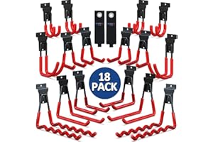 3-H Slatwall Accessories 18 Pack, Slatwall Hooks & Hangers Multi Sizes, Slat Wall Heavy Duty for Space Saving Used as Proslat Accessories with Slatwall Panel(Red)