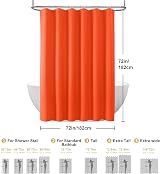 Shower Curtain 182x182 cm Waffle Fabric with Metal Hooks Orange view 6