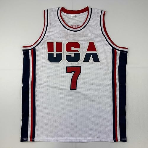 Autographed/Signed Larry Bird United States USA White 1992 Dream