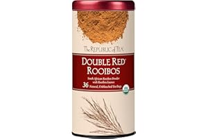 The Republic of Tea – Organic Double Red Rooibos, Naturally Caffeine-Free Rooibos Powder and Leaves, Steeps 36 Cups