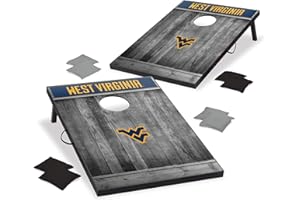 CAA College Cornhole Boards, 2' x 3' Grey MDF Wood Design by Wild Sports - Comes with 8 corn hole bags in team colors, Great for Football Tailgates
