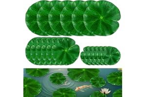 RAINFLOW 18PCS Lily Pads for Ponds Artificial Pond Plants Floating Flowers for Pool Aquarium Plants Lotus Flower for Fish Koi Pond Accessories for Outdoor Ponds Patio Pond Decorations 3Sizes