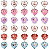 CEALXHENY 15/30PCS Valentine’s Day Heart Charms for Jewelry Making Red Pink Rhinestone Heart Charms Pendants for DIY Valentine’s Necklace Bracelet Earrings Holiday Gifts
