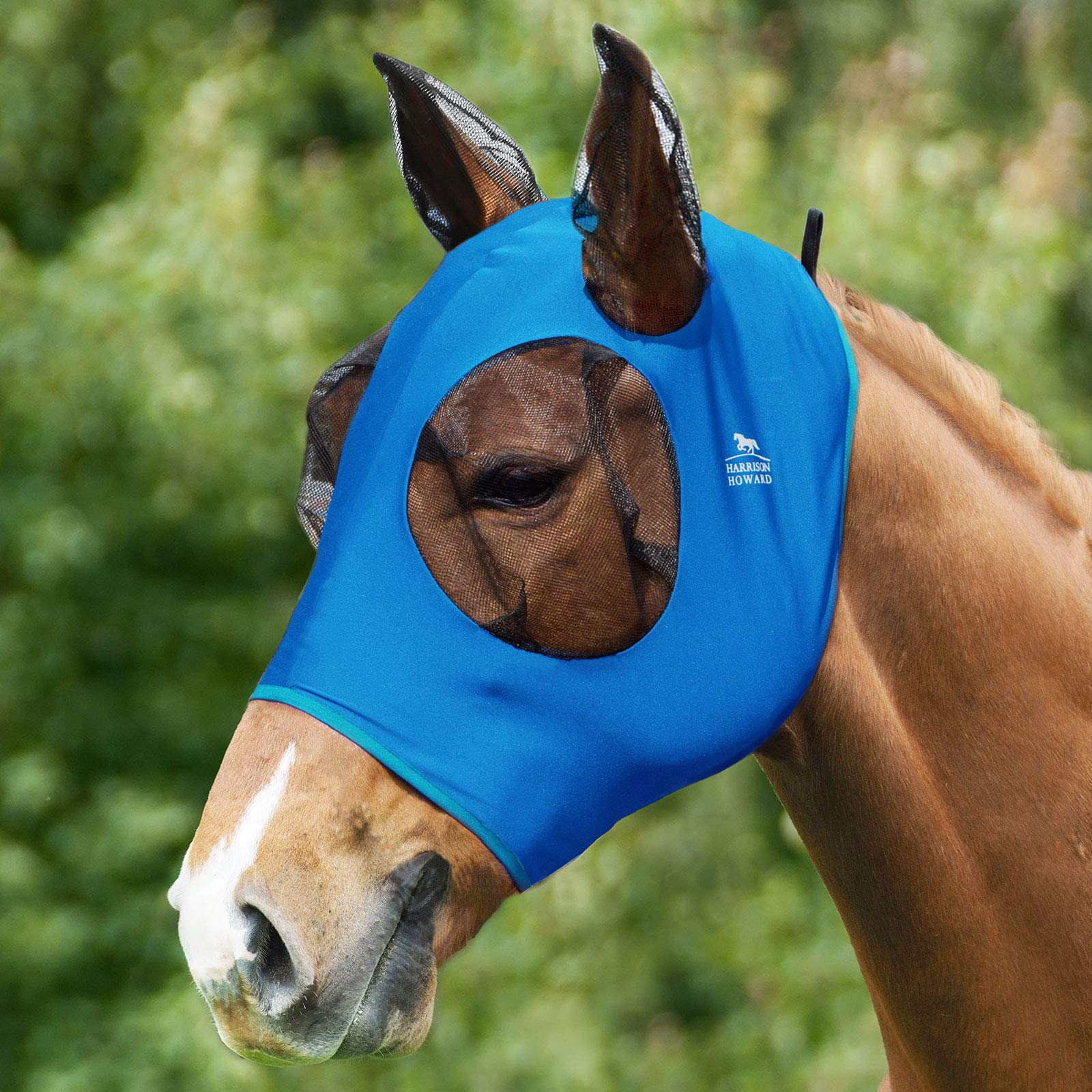 Harrison Howard Super Comfort Stretchy Fly Mask Large Eye Space with UV Protection Soft on Skin with Breathability- Azure Blue