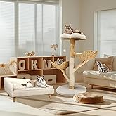 Susire Indoor Modern Cat Tree: 44Inch Large Cats Tower Made by Wood with Sturdy Base and Sisal Rope Scratcher - Kitty Tall Ac