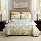 MERRY HOME 3-Piece King Size Quilt Set with 2 Pillow Shams- Boho Reversible Soft and Lightweight Quilt Bedding Bedspread Cove