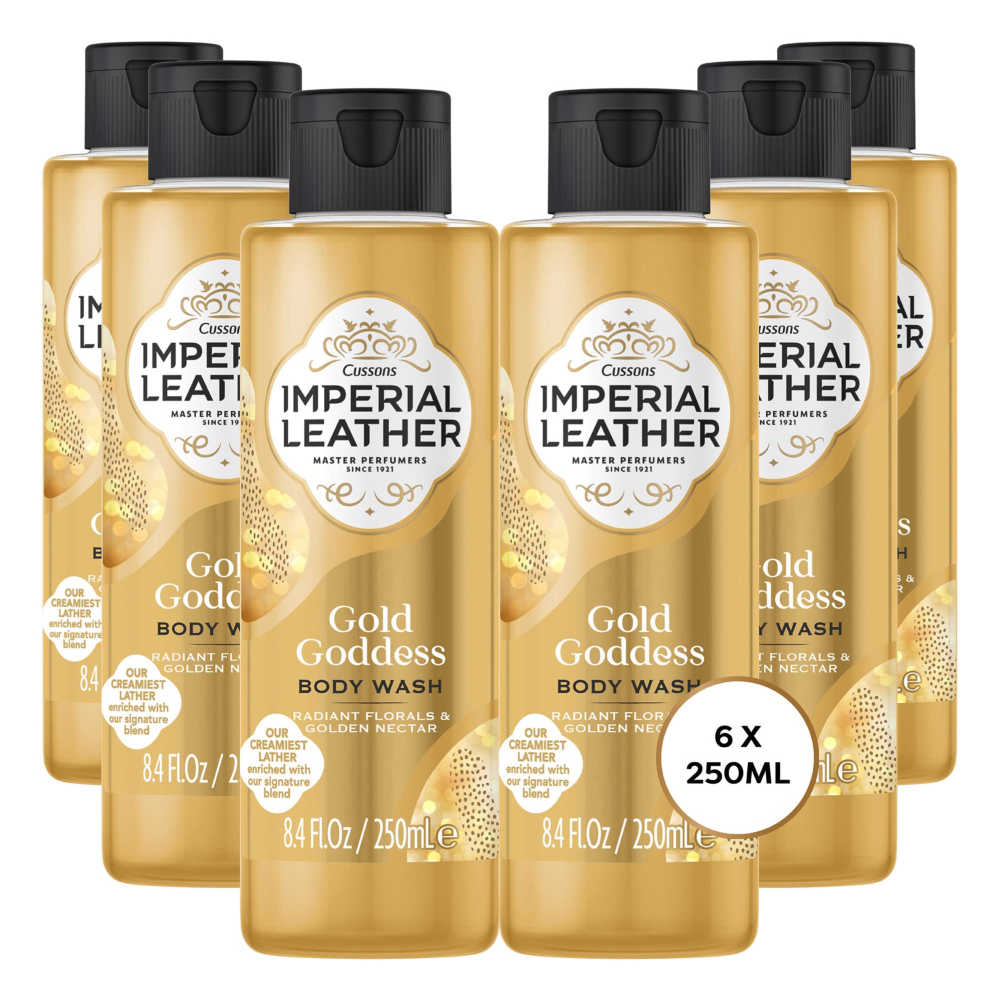Imperial Leather Golden Goddess Shower Gel, Radiant Florals and Golden Nectar Body Wash, Bulk Buy, Pack of 6 x 250ml