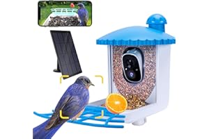 Twesync Bird Feeder with Camera, 2K HD Bird Video Capture, 5000mAh Battery with Solar Panel, Instant Arrival Alerts, Live View, AI Bird Species Identification, Perfect for Bird Lovers