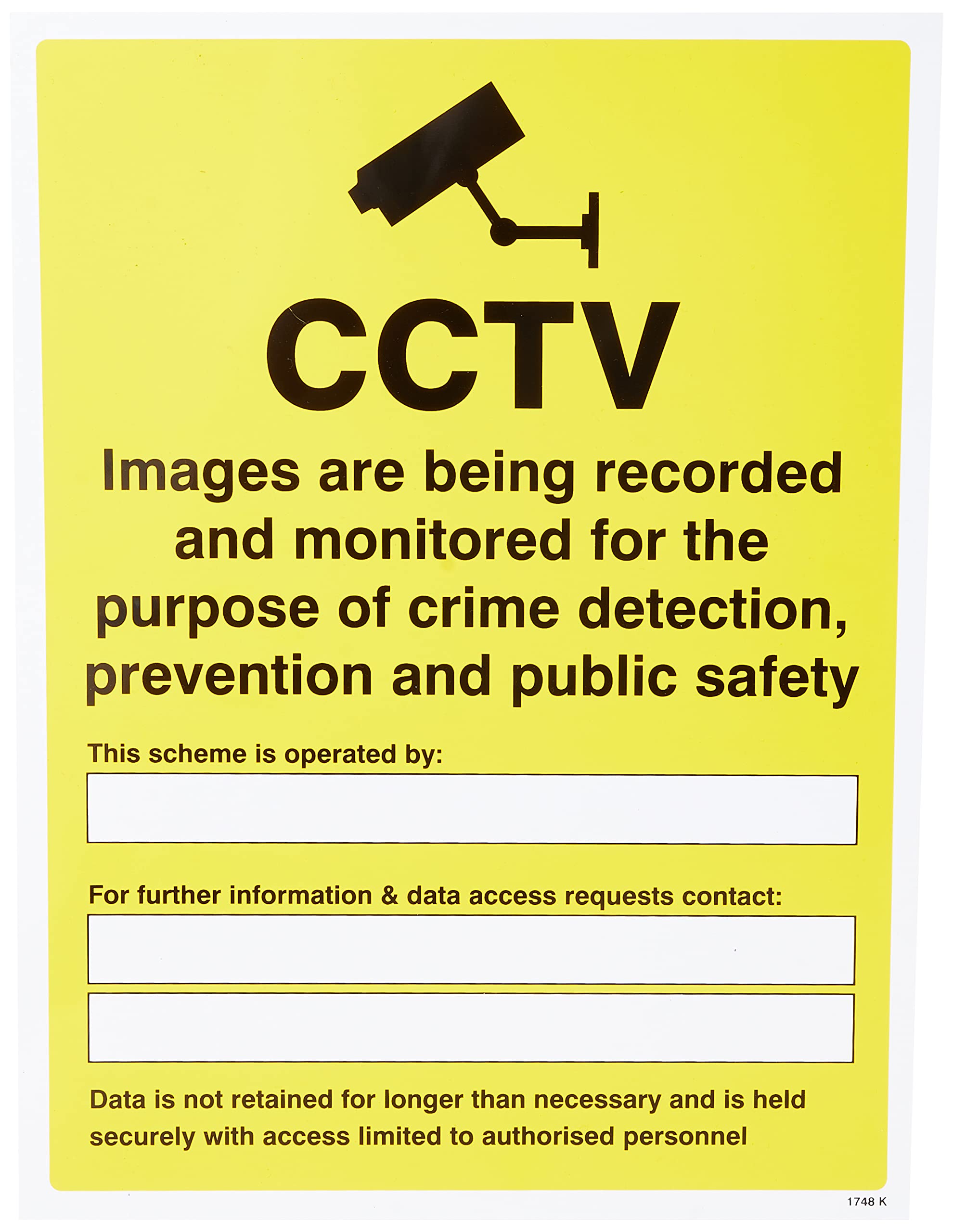 CCTV images being recorded and monitored for the purpose of crime - secure data Rigid PVC Safety Sign