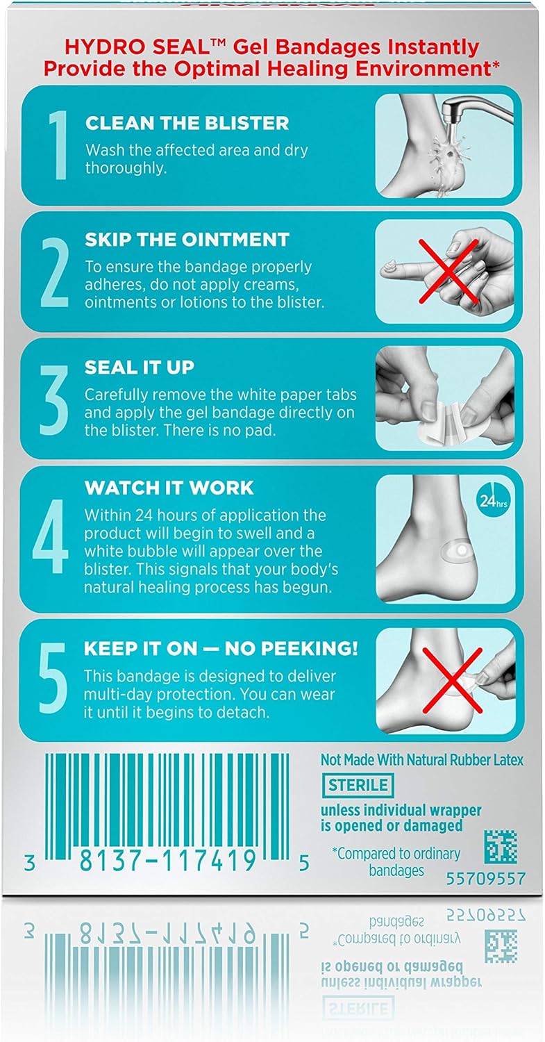 Band-Aid Brand Hydro Seal Adhesive Bandages for Heel Blisters, Waterproof Blister Pads, 6 ct: Health & Personal Care