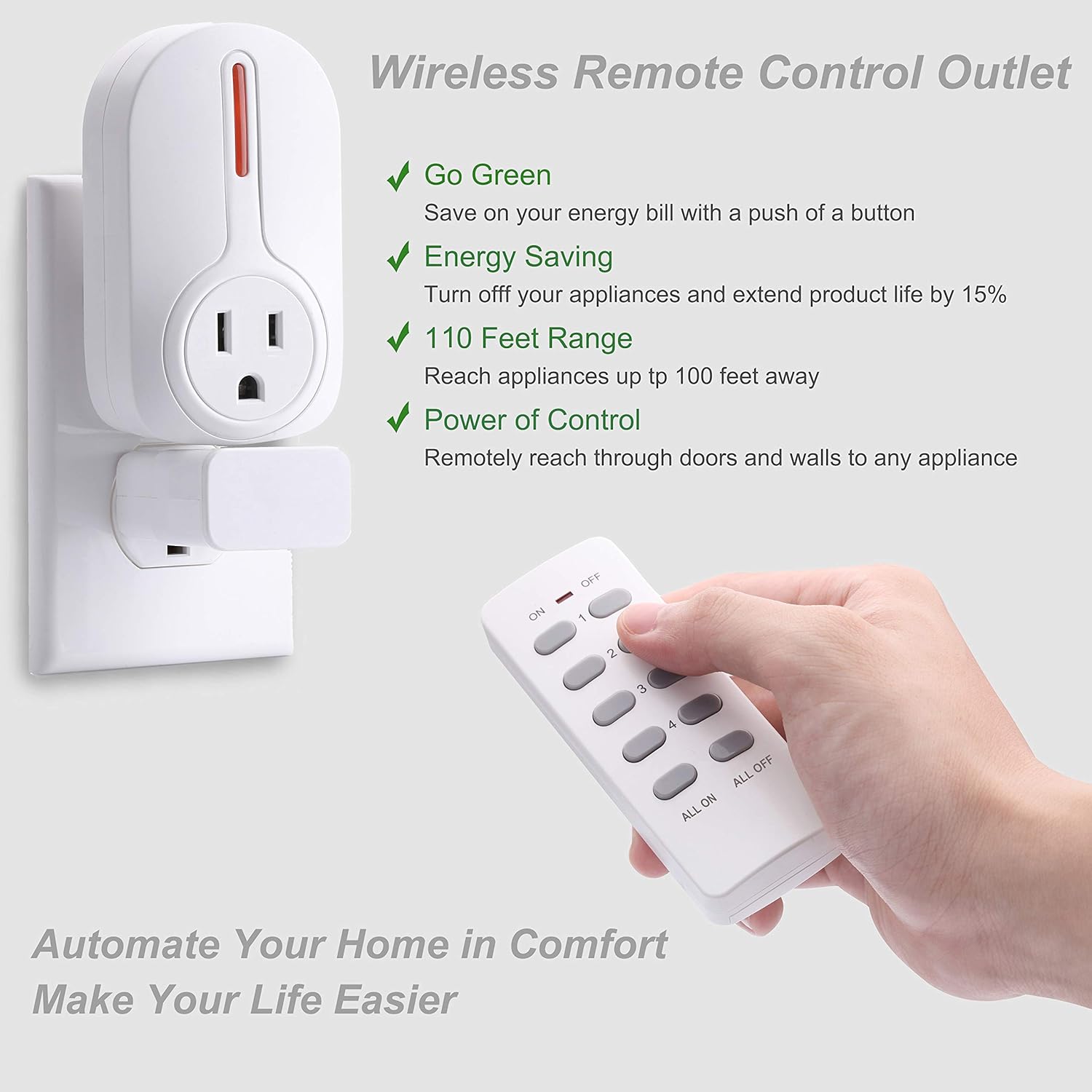BESTTEN Wireless Remote Control Socket Outlet Switch Set (4 Electrical Outlets, eBay