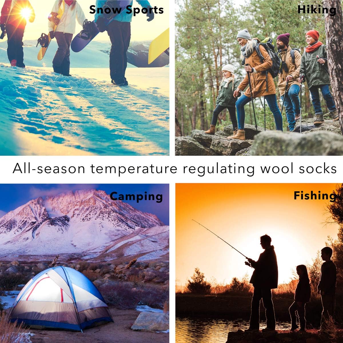 3 Pairs Thermal 80% Merino Wool Socks Thermal Hiking Crew Black/Brown/Grey Medium Men's 5-8.5,Women's 6-10.5: Clothing