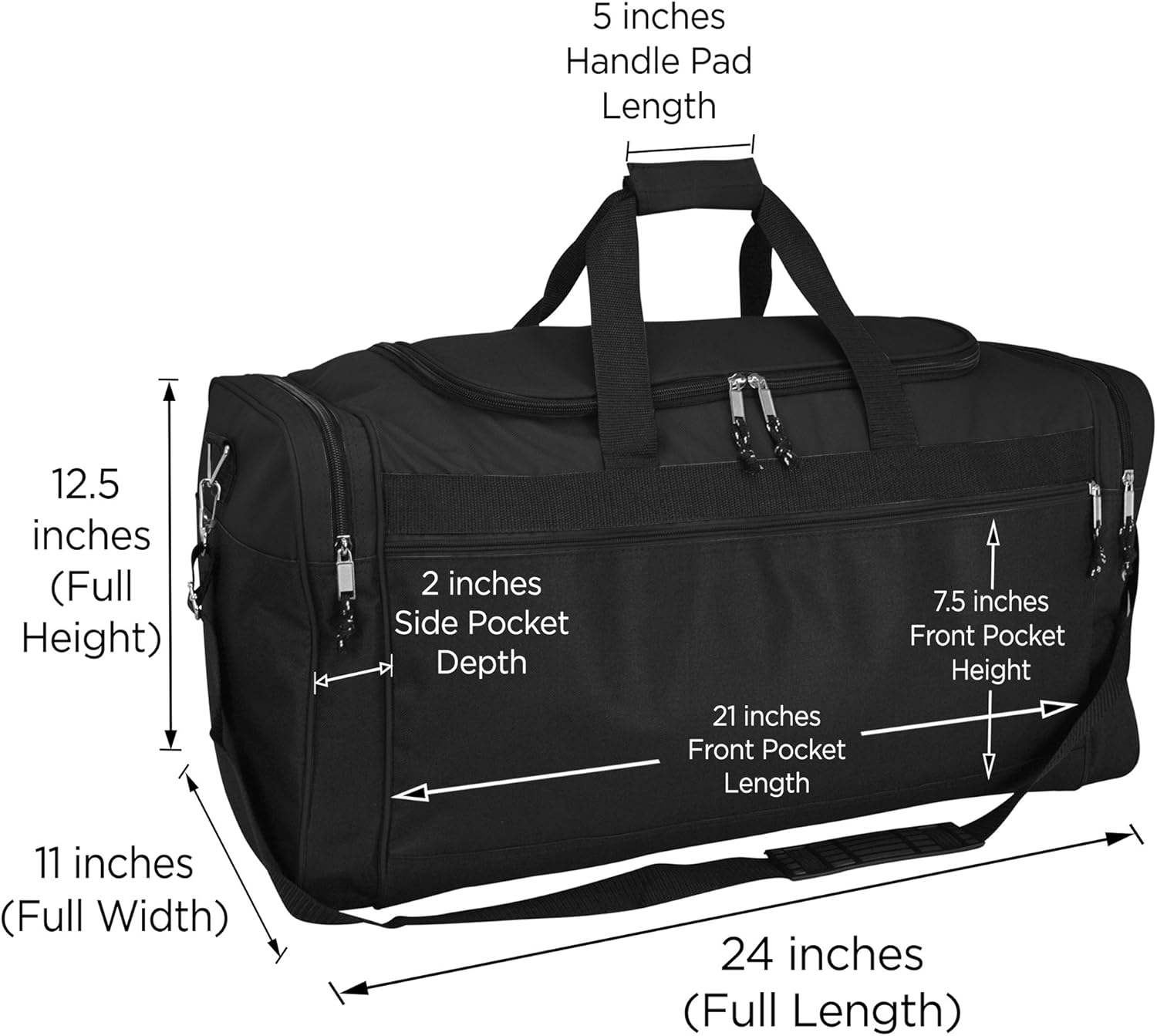  | DALIX 25" Extra Large Vacation Travel Duffle Bag in Black | Travel Duffels