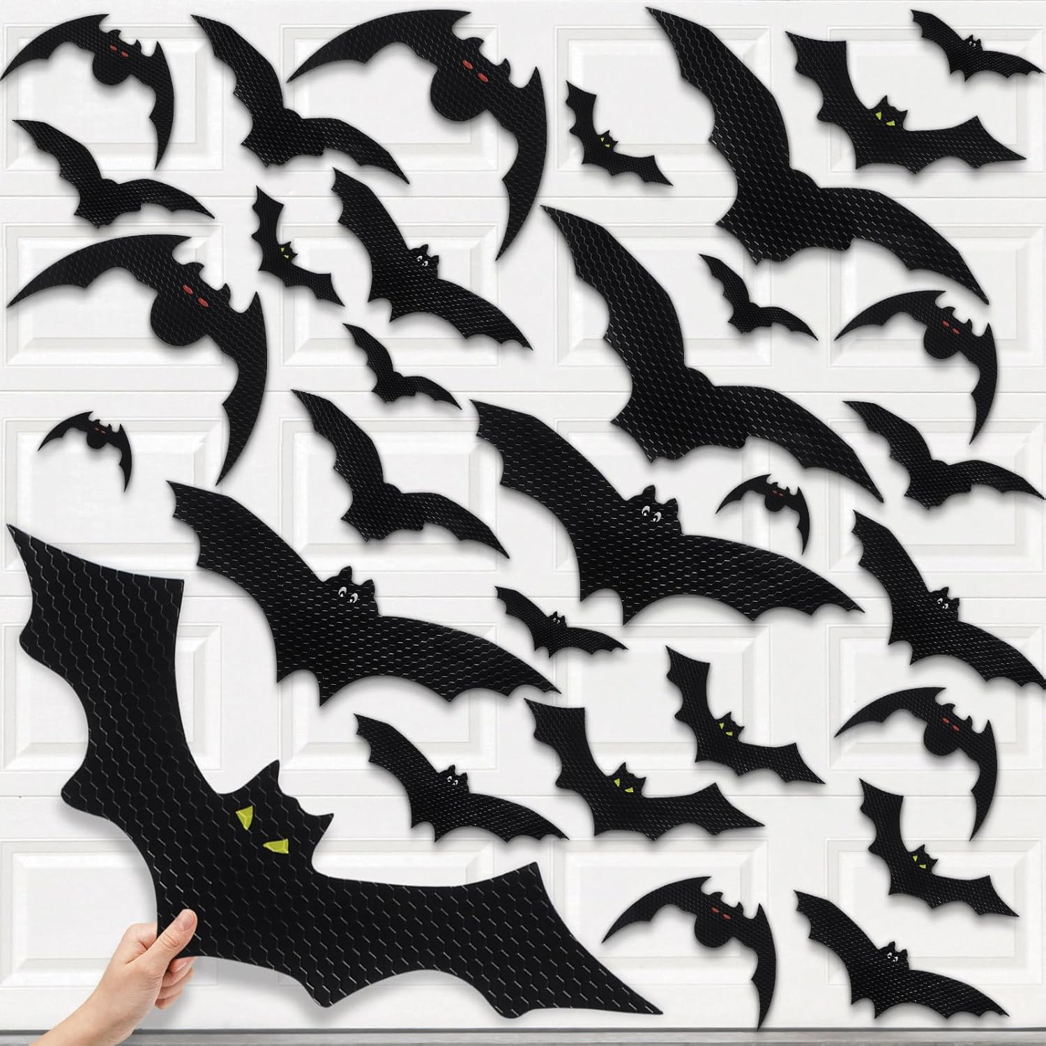 Garage Door Decorations - Halloween Bat Decorations Large Waterproof Magnet Bats Sticker Removable Indoor Outdoor Halloween Magnets for Halloween Refrigerator Garage Door Car Decoration (32 Pcs)