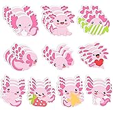 Xqumoi 30 Pack Cute Axolotl Sticky Notes, Mexican Walking Fish Shaped Self Sticky Notepads Animal Writing Memo Pads Teacher Appreciation Gift Back to School Office Supplies Birthday Party Favors