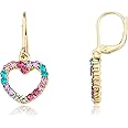 Little Miss Twin Stars Kids Earring - 14k Gold-Plated Multi Color Rainbow Dangle Leverback Earring - Hypoallergenic and Nickel Free For Sensitive Ears