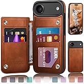 DJDUCK Designed for iPhone 17 Air Case Wallet with Card Holder, [Magnetic Clasp Cover] [RFID Blocking Leather Protection] Shockproof Women Men Cases 6.5 Inch for Apple 17 Air Light Brown