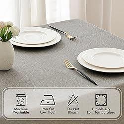 MIULEE Taupe Polyester Linen Rectangle Tablecloth